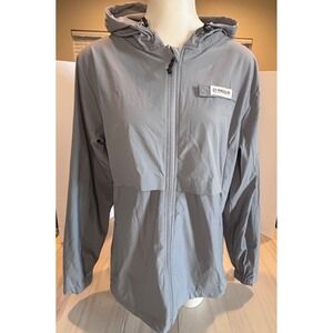 Magellan Outdoors Women L Gray Fish Gear Water Repellent Fishing Jacket Hooded